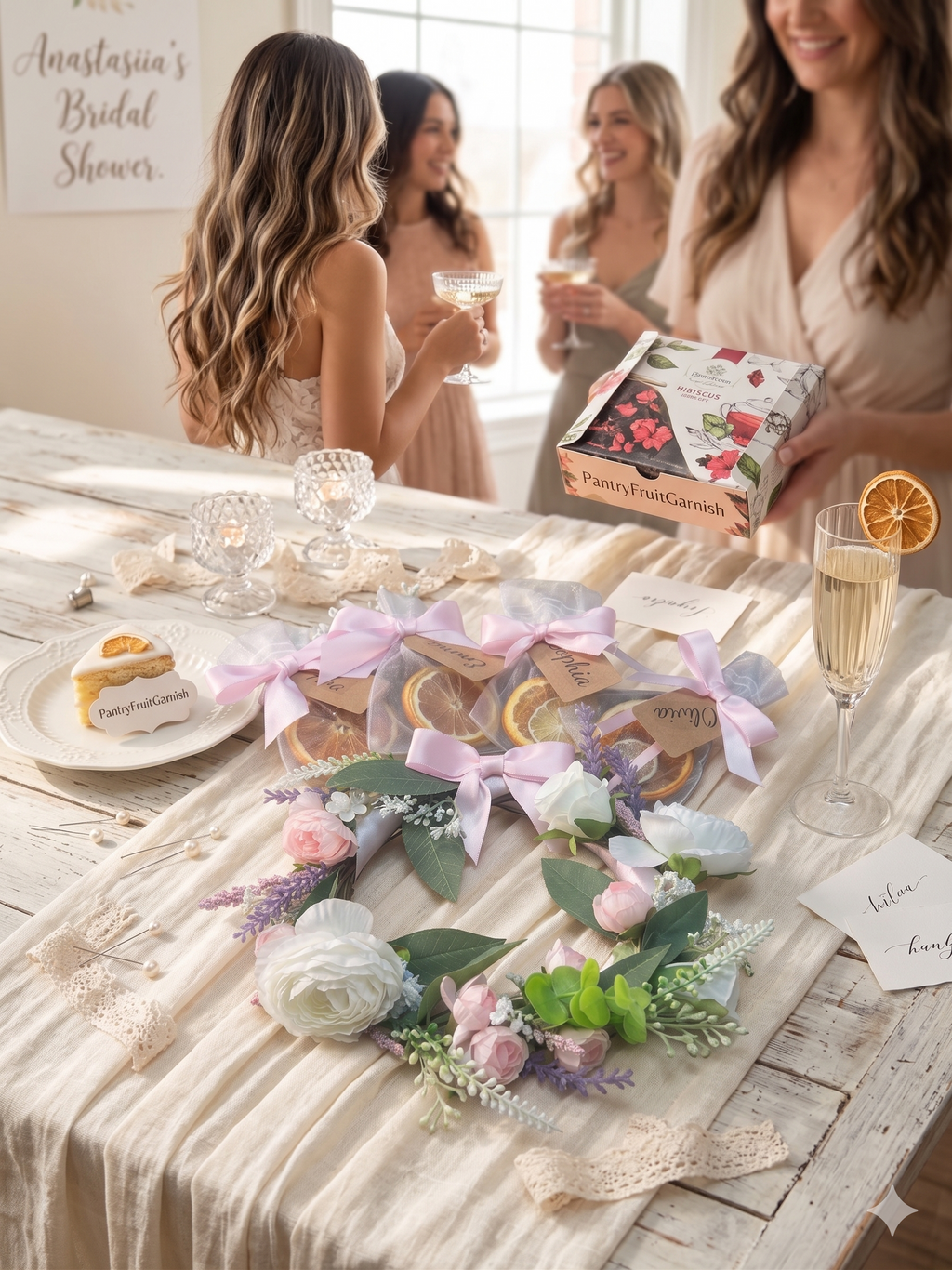 Citrus Favor Bags + Floral Wreath Bundle | Bridal Shower Set