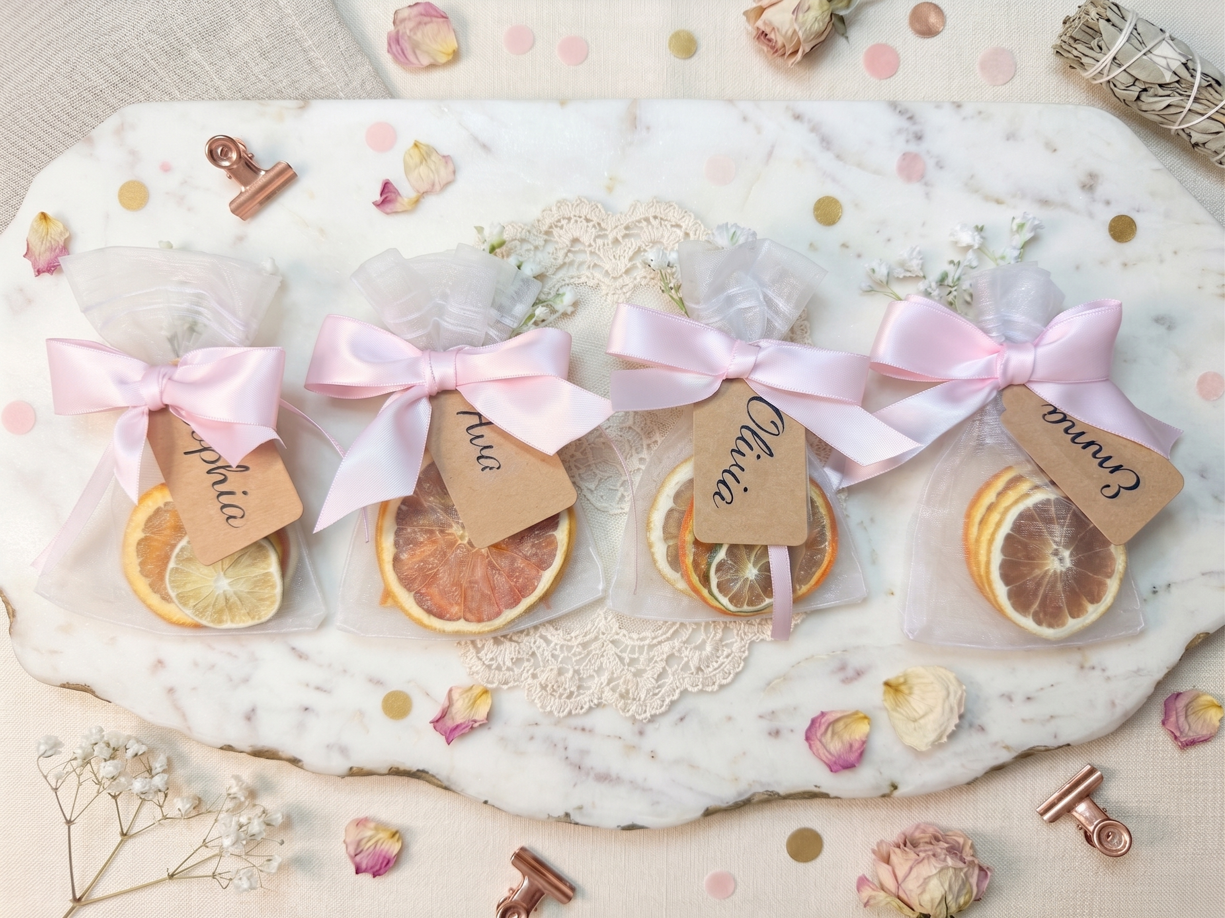 Citrus Favor Bags + Floral Wreath Bundle | Bridal Shower Set